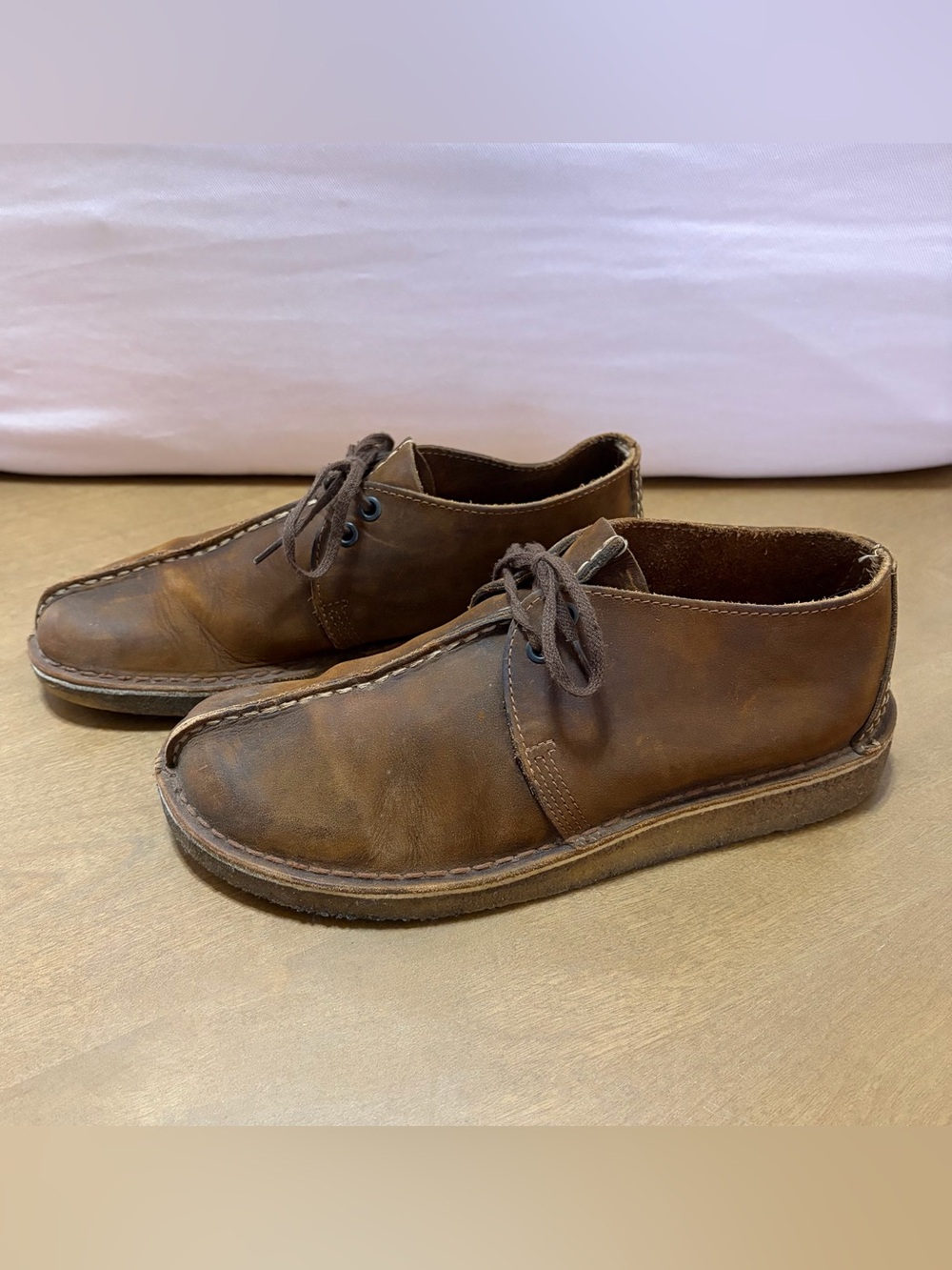 Clarks Originals Men 8.5 Brown Beeswax Leather Desert Trek Boot Shoes Crepe Sole